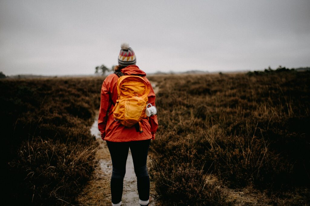 Hiker in an autumnal field
